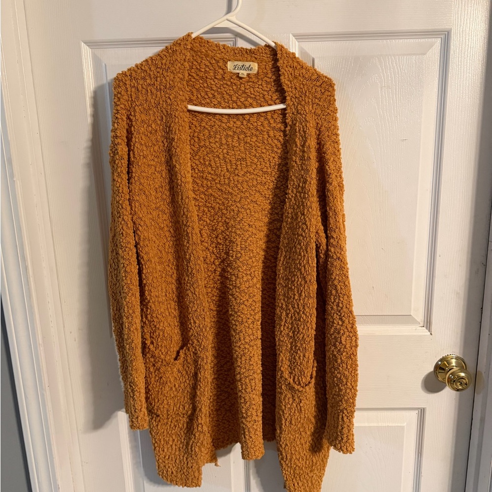 Listicle Women's Textured Orange Cardigan